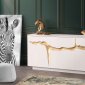 Stream Buffet in White w/Gold Accent by Modern Art