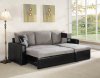 Grey Fabric & Black Vinyl Modern Sectional Sofa w/Storage