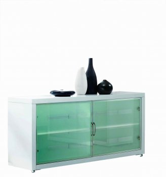 White Finish Modern Buffet w/Glass Doors [GRBU-T-905]