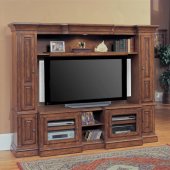 Antique Style Oak Transitional Premier Denver Wall Unit