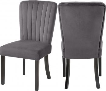 Shelby Dining Chair 725 Set of 2 Grey Velvet Fabric by Meridian [MRDC-725 Shelby Grey]