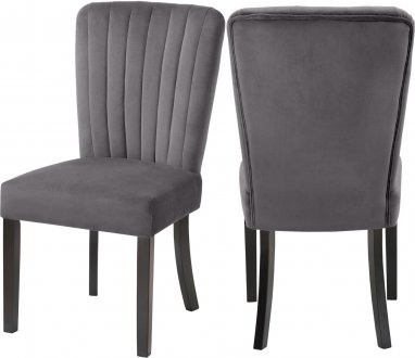 Shelby Dining Chair 725 Set of 2 Grey Velvet Fabric by Meridian