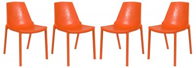 Clover Set of 4 Dining Chairs CL17OR in Orange by LeisureMod