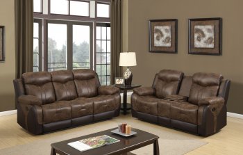 U2015 Motion Sofa in Brown Fabric & PVC by Global w/Options [GFS-U2015]