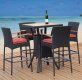 Dark Brown & Natural Teak Finish Modern 5Pc Outdoor Bar Set