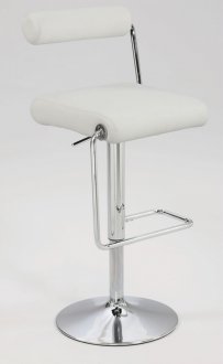 White Leatherette Seat Modern Set of 2 Barstools w/Chrome Base