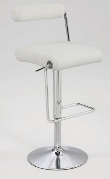 White Leatherette Seat Modern Set of 2 Barstools w/Chrome Base [CYBA-0979-White]