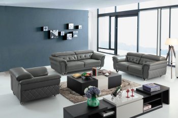 Perry Sofa Set 3Pc in Grey Half Leather by VIG [VGS-Perry Grey]