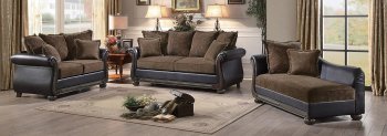 Grande Isle Sofa 8234TT in Brown Fabric by Homelegance w/Options [HES-8234TT Grande Isle]