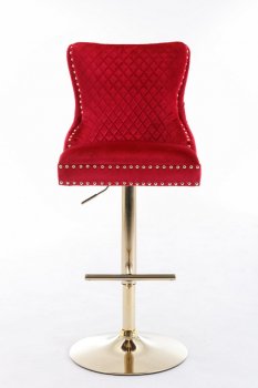 Leo Gold Barstool Set of 2 in Red Fabric [ADBA-Leo Gold Red]