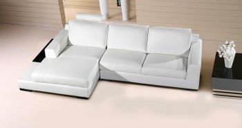 White Leather Modern Sectional Sofa w/Ledge [VGSS-Soho]