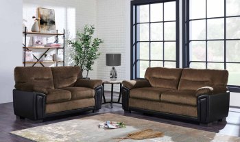 UMC7KD Sofa & Loveseat Set by Global in Coffee & Brown PVC [GFS-UMC7KD-BR]