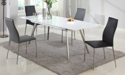 Elsa Dining Table 5Pc Set in White by Chintaly