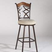 Autumn Rust Metal Base & Beige Seat Set of 2 Swivel Barstool