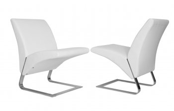 Fog Set of 2 Chairs in White Leatherette by Whiteline Imports [WLCC-Fog White]