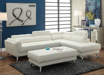 F6977 Sectional Sofa in White Bonded Leather by Boss w/Options [PXSS-F6977 White]