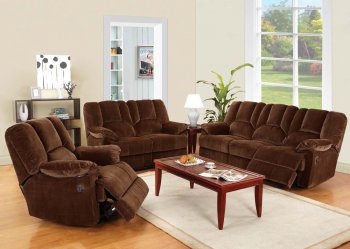 50220 Obert Reclining Sofa in Brown Fabric by Acme w/Options [AMS-50220 Obert]