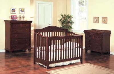 Deep Cherry Finish Contemporary Baby Crib