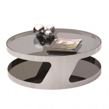 Chrome Finish & Round Glass Top Modern Coffee Table w/Options [CVCT-Dario]