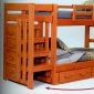 Natural Finish Modern Twin Over Twin Bunk Bed w/Staircase