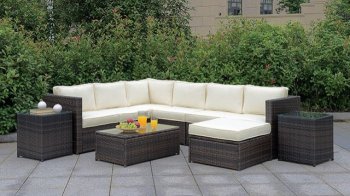 Ilona Outdoor Patio Sectional CM-OS2136-Set2 in Ivory & Espresso [FAOUT-CM-OS2136-Set2-Ilona]