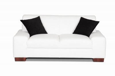 White Bonded Leather Modern Sofa & Loveseat Set