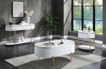 Daveigh Coffee Table 3Pc Set LV02464 in White & Gold by Acme [AMCT-LV02464 Daveigh]