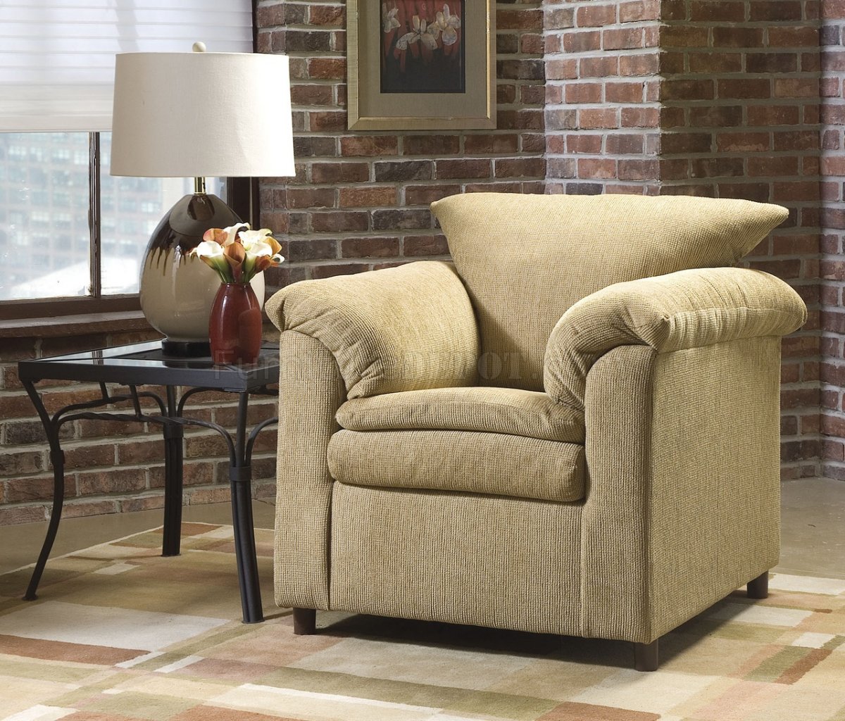 Beige Fabric Modern Living  Room  w Loose Cushion  Pillow Top 