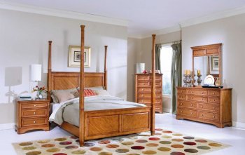 Light Cherry Finish Elegant Master Bedroom with Removable Posts [CRBS-161-201021]