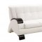 White Leather Modern Living Room W/Cappuccino Wooden Arms