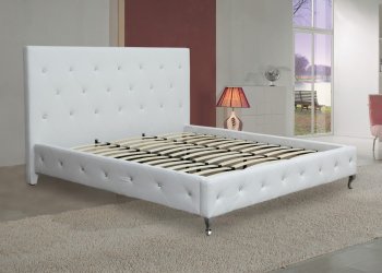 Crystal Bed in White Leatherette [FPB-Crystal White]