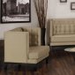 Champagne Satin Fabric Modern Noho Sofa & Loveseat w/Options