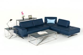 Spazio Sectional Sofa in Blue Full Leather by VIG [VGSS-Spazio 306 Blue]