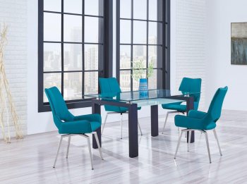 D646DT Dining Set 5Pc in Black by Global w/D4878DC Chairs [GFDS-D646DT-D4878DC]