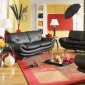 Black Bonded Leather Contemporary Living Room Sofa w/Chrome Legs