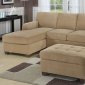 Khaki Waffle Suede Contemporary Sectional Sofa w/Ottoman