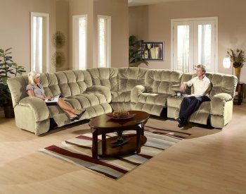 Putty Fabric Softie Modern Reclining Sofa w/Options [CNSS-374 Softie Putty]