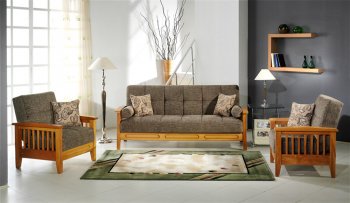 Fume Microfiber Living Room w/Wooden Frame Storage Sleeper Sofa [IKSB-FRANCESCA-Fulya Fume]