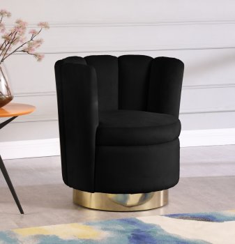 Lily Accent Chair 578 in Black Velvet by Meridian [MRCC-578 Lily Black]