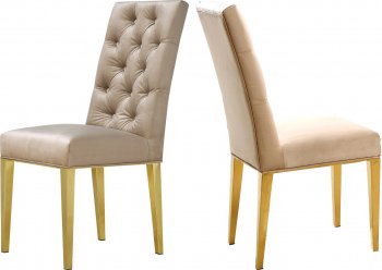 Capri Dining Chair 716 Set of 2 Beige Velvet Fabric by Meridian [MRDC-716 Capri Beige]