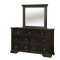 Roisin CM7578 Bedroom in Wire-Brushed Black w/Fabric Headboard