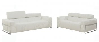 Nalah Sofa & Loveseat Set in White Leather by Whiteline [WLS-Nalah White]