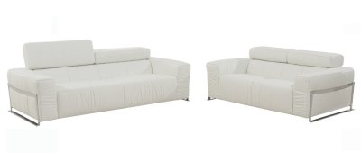 Nalah Sofa & Loveseat Set in White Leather by Whiteline