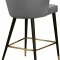 Cassie Counter Stool 793 Set of 2 Grey Velvet Fabric - Meridian