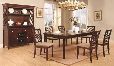 Dark Mahogany Finish Transitional Dining Table w/Optional Items