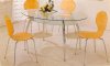 Contemporary Dinette with Oval Glass Top Dining Table