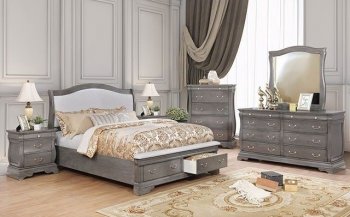 Merida Bedroom CM7504GY in Gray w/Fabric Headboard & Options [FABS-CM7504GY-Merida]