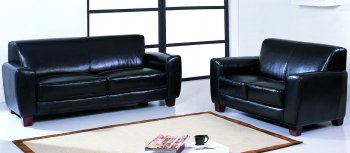 Black Bycast Leather Stylish Living Room Sofa w/Options [BHS-Lucas-BL]