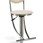 Beige Faux Leather Contemporary Bar Stool w/Padded Back