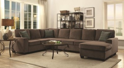 Provence Sectional Sofa 501686 in Brown Fabric by Coaster